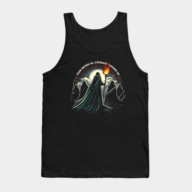 Fear Defies Us, Courage Defines Us - Epic Battle Scene - Fantasy Tank Top by Fenay-Designs